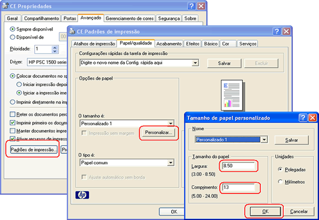 Exemplo da impressora HP PSC 1500 series