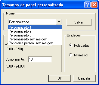 Tipos de papel personalizados